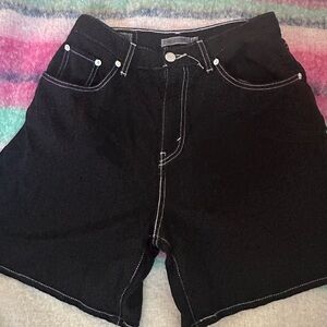 Levi's Black Linen Denim Baggy high-waisted Jean Shorts